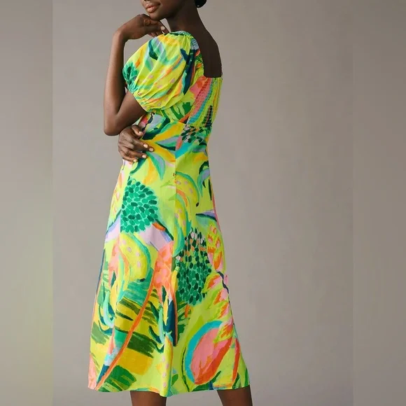 NWT Farm Rio Printed Puff-Sleeve Dress - Picture 3 of 5